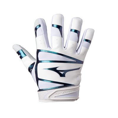 Mizuno F-257 Women's Softball Batting Glove, White-Iridescent, Large