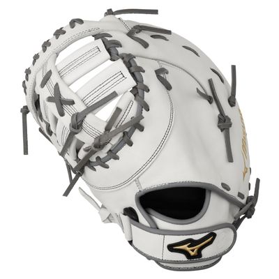 Mizuno GXF50FPW2 MVP Prime Fastpitch Softball First Base Mitt 13", 1st Base, Left Hand Throw, White-Grey