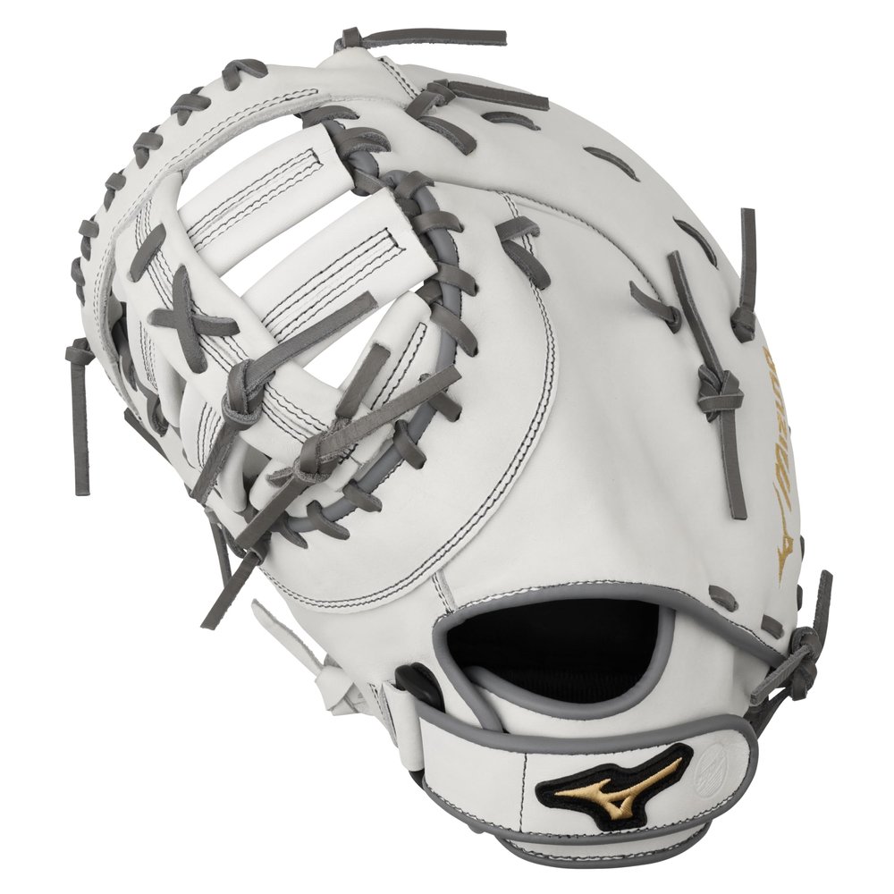Mizuno GXF50FPW2 MVP Prime Fastpitch Softball First Base Mitt 13", 1st Base, Left Hand Throw, White-Grey