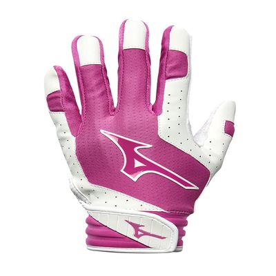 Mizuno Finch Youth Softball Padded Batting Glove, White-Pink, X-Small