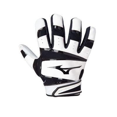 Mizuno B-303 Adult Baseball Batting Glove, White-Black, XX-Large