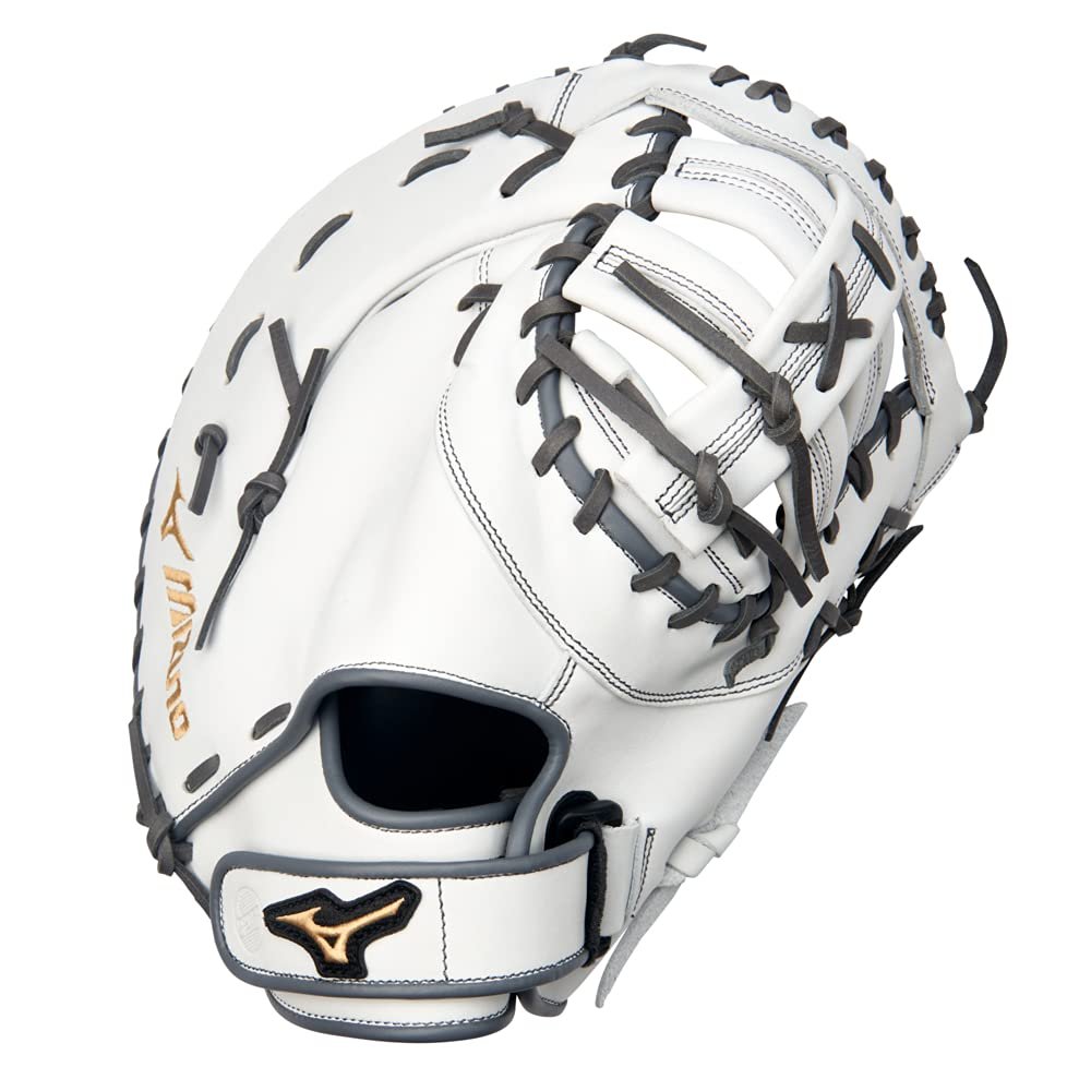Mizuno GXF50FPW2 MVP Prime Fastpitch Softball First Base Mitt 13", 1st Base, Right Hand Throw, WHITE-GREY
