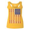 0141. Gym Workout Fitness Bars America Patriotic Flags Training Graphic Women's Tank Top Racerback (Gold Small) view 1