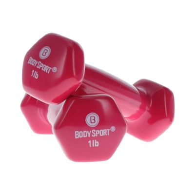 Body Sport Vinyl Coated Dumbbell Weight, 1 lb. (Pair) - Strength Training Equipment for Home Fitness & Gym Workouts (Pink)