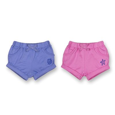 Lamaze Baby Girl's Super Combed Natural Cotton Athletic Style Shorts, 2 Pack Purple/Pink