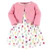 Hudson Baby Infant and Toddler Girl Cotton Dress and Cardigan Set Spring Tulips, 9-12 Months view 1