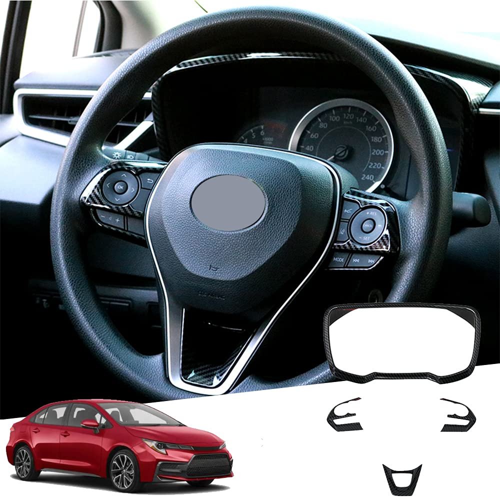 Great-luck ABS Panel Dial Dashboard Trim CoverSteering Wheel Trims Steering Wheel Cover Center Console Dash Board Decals Accessories 4Pcs/Set for Toyota Corolla 2020 2021 2022 2023 Corolla Cross
