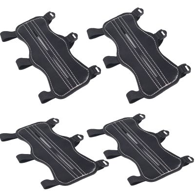 OBTOUTDOOR Archery Arm Guard Leather Forearm Protector Gear Adjustable 3 Straps for Hunting Accessories (4 Pack)