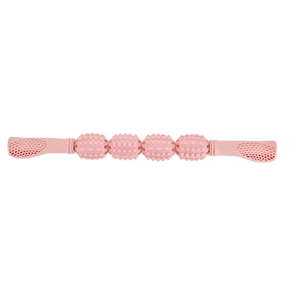 1pc Wheels Yoga Massage Roller for Muscle Relief Deep Tissue Massage Tool Ergonomic Handles for Relaxation and for Friends and Family Pink