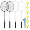 AboveGenius Badminton Rackets Set of 4 for Outdoor Backyard Games, Including 4 Rackets, 6 Nylon Badminton Shuttlecocks, Lightweight Badminton Racquets for Beginners view 1
