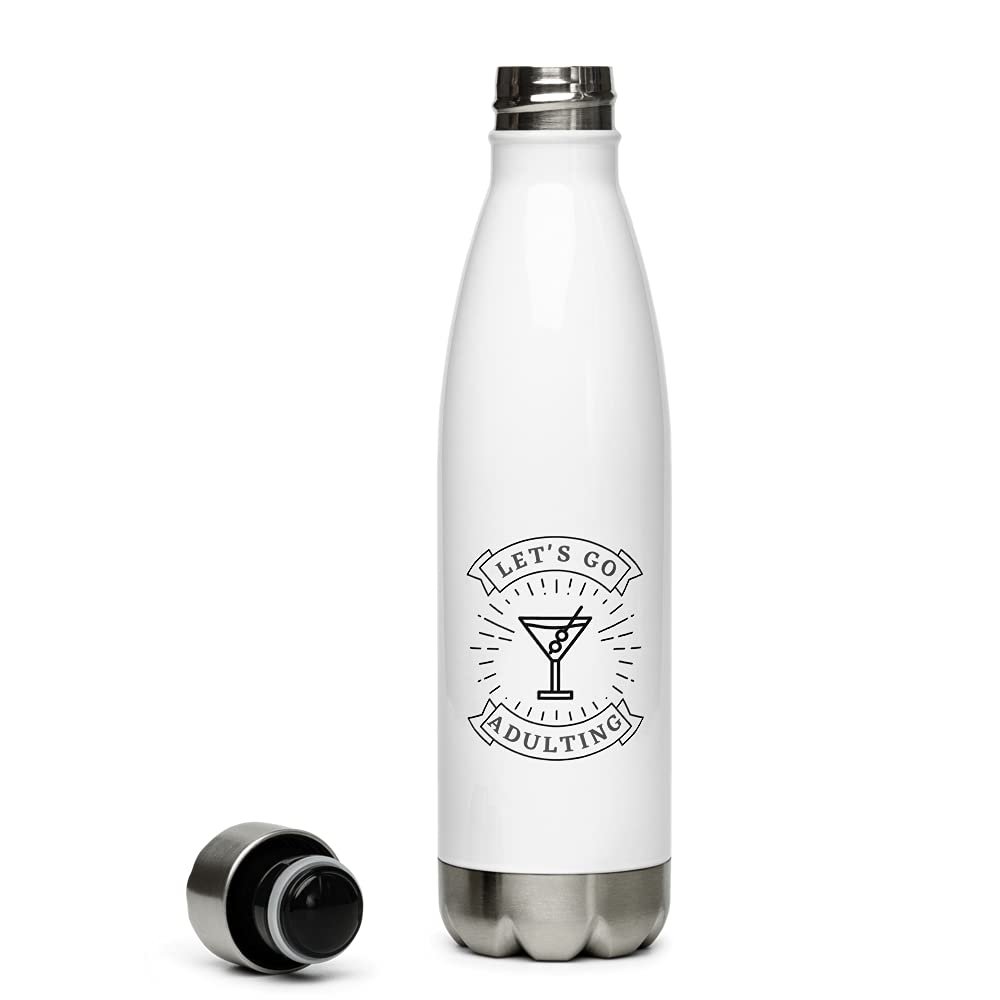 GrownupGear, The ZendayaInLets Go AdultingIn Stainless Steel Water Bottle, White, 17 Ounce