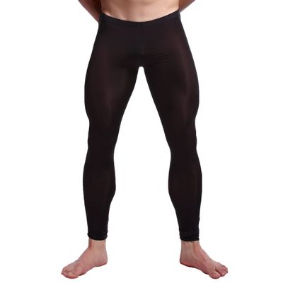 Hansber Men's Compression Yoga Pants Stretchy Spandex Dance Running Tights Workout Leggings Black X-Large