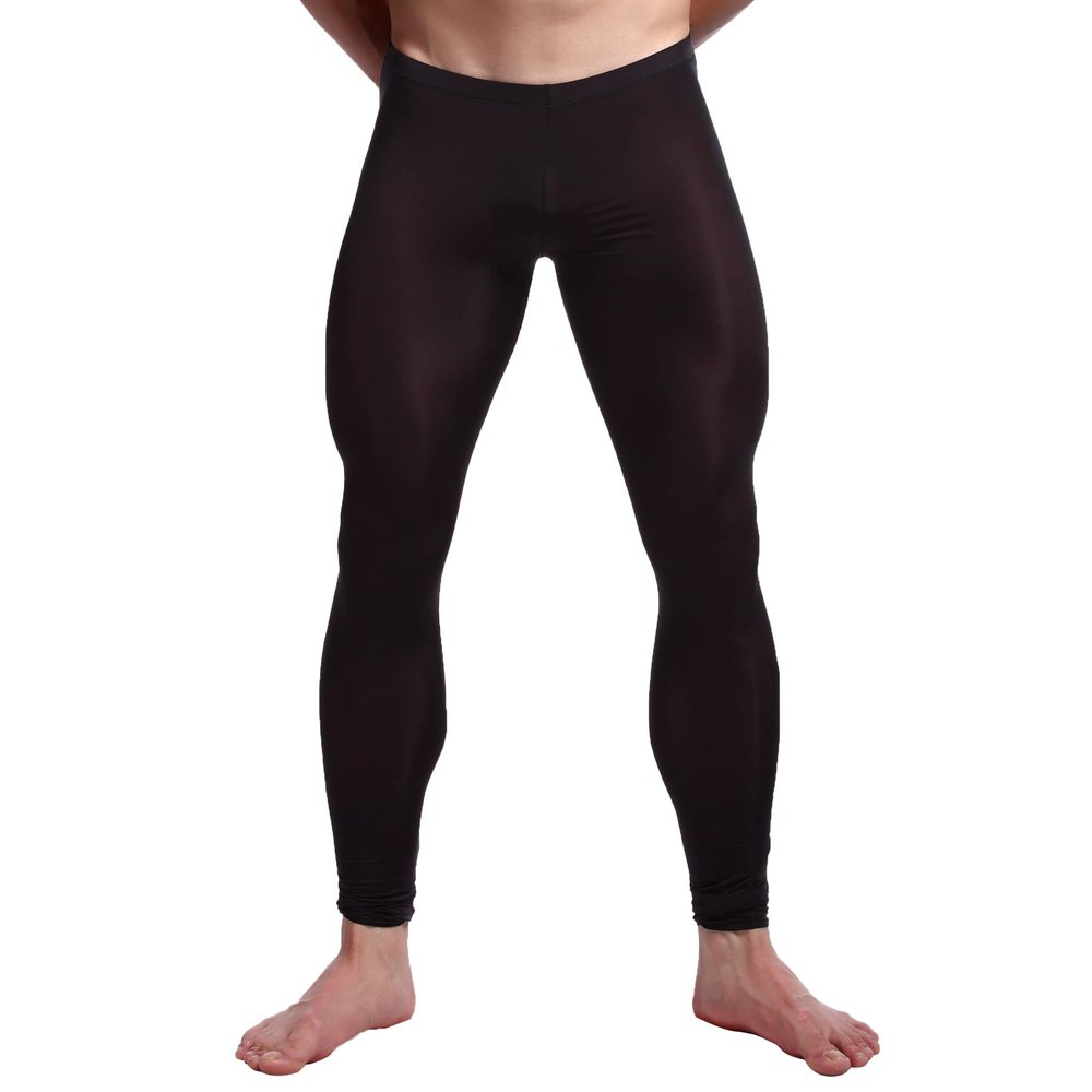 Hansber Men's Compression Yoga Pants Stretchy Spandex Dance Running Tights Workout Leggings Black X-Large
