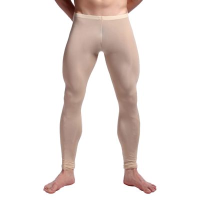 Hansber Men's Compression Yoga Pants Stretchy Spandex Dance Running Tights Workout Leggings Nude X-Large