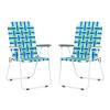 WESTHL Folding Beach Chair,2 Pcs Camping Chair Steel Tube PP Webbing Bearing 120kg Folding Beach Chair (Blue Strip) view 1