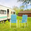 WESTHL Folding Beach Chair,2 Pcs Camping Chair Steel Tube PP Webbing Bearing 120kg Folding Beach Chair (Blue Strip) view 2