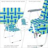 WESTHL Folding Beach Chair,2 Pcs Camping Chair Steel Tube PP Webbing Bearing 120kg Folding Beach Chair (Blue Strip) view 4