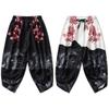 RICHOLV Japanese Style Harajuku Men Trousers Samurai Costume Loose Fashion Women Traditional Bloom Pants 164 XL view 2