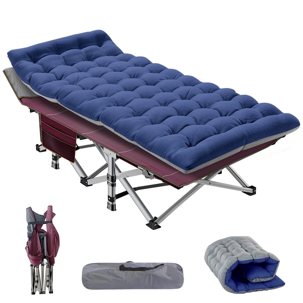 NAIZEA Folding Camping Cots for Adults, Folding Cot with Mattress, Camping Foldable Bed, Portable Military Cot, Double Layer Oxford Strong Heavy Duty Sleeping Cots w/Carry Bag for Camp Office Trave