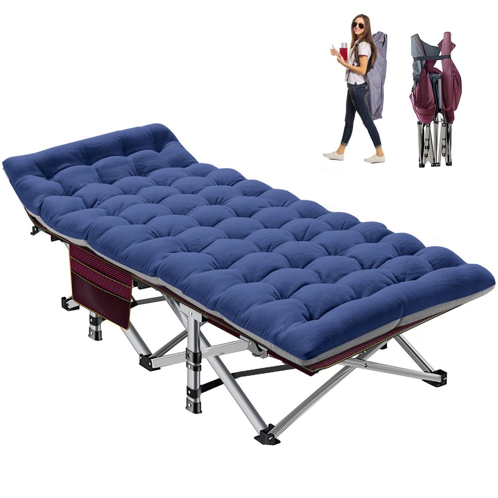 NAIZEA Folding Camping Cots for Adults, Portable Cot with Mattress Heavy Duty Outdoor Bed with Carry Bag 1200d Oxford Cloth Sleeping Cots for Camping Office Nap Home Guest Beach Travel