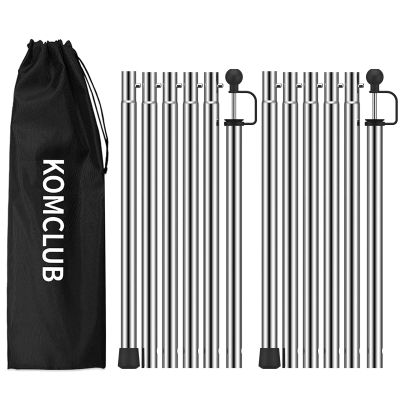 KOMCLUB Telescoping Tent Poles Tarp Poles Adjustable Stainless Steel Camping Tarp Pole for Outdoor Canopy Awning Rain Shelter-94.5 in Set of 2