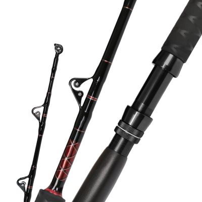 Fiblink Saltwater Fishing Trolling Rod 1-Piece Heavy Duty Roller Rod Big Name Fishing Pole with Roller Guides (80-120lb,5'6")