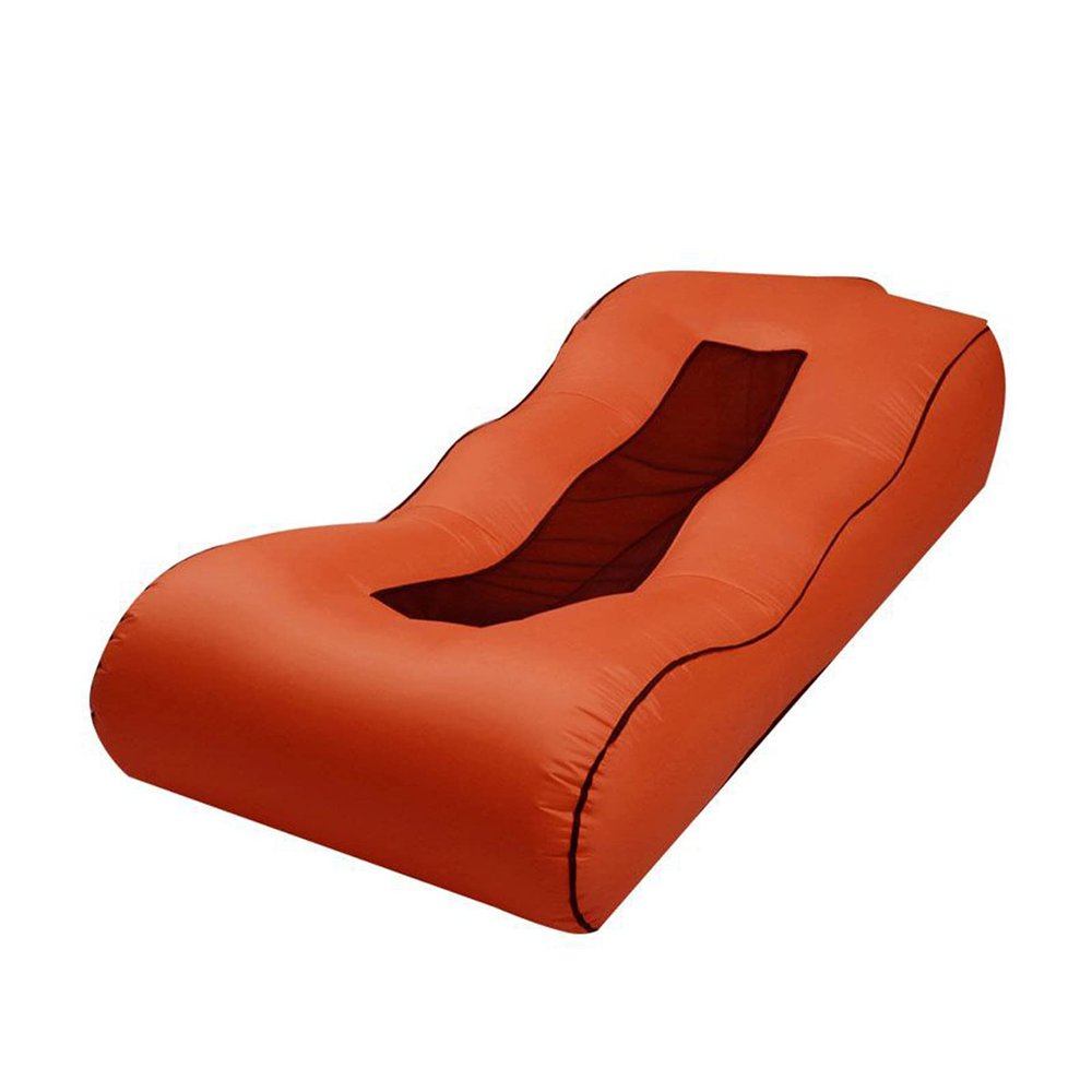 Inflatable Lounger Sofa Air Portable, Water Proof for Backyard Beach Travelling,Camping, No Air Pump Required, Collapsible, Orange,L(length190cm)