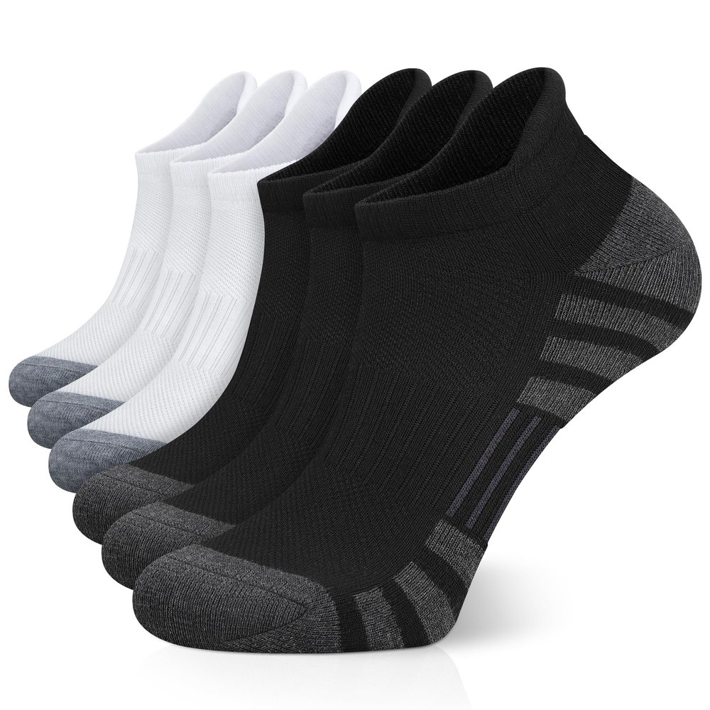 Airacker Ankle Athletic Running Socks Cushioned Breathable Low Cut Sports Tab Socks for Men and Women (6 Pairs)