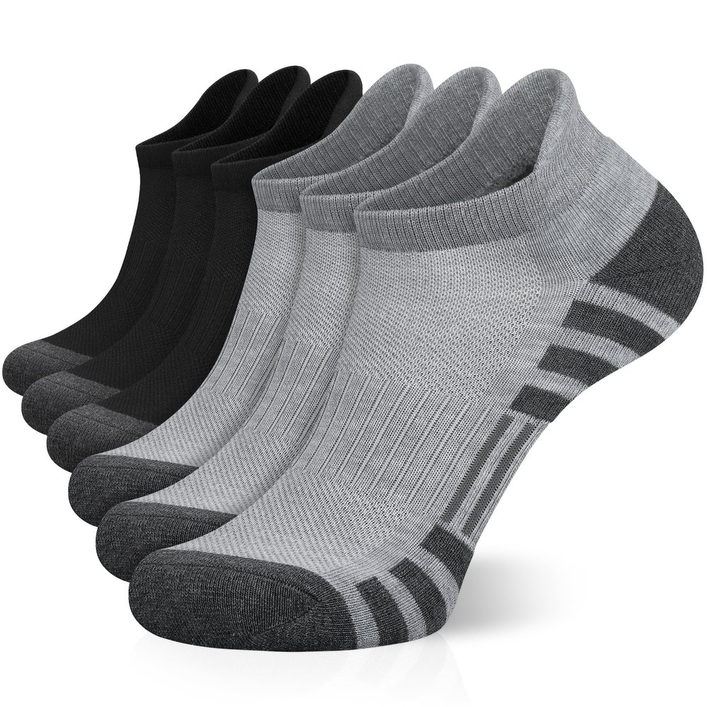 Airacker Ankle Athletic Running Socks Cushioned Breathable Low Cut Sports Tab Socks for Men and Women (6 Pairs)