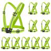 Miushion Reflective Vest - 10 Pack Running Vest Reflector for Night Running, Biking, Walking, Reflective Running Vest with Safety Straps, High Visibility Reflector (Green) view 1