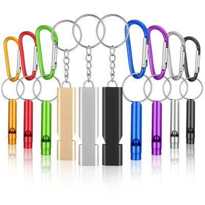 Frienda Safety Whistle with Lanyard Aluminum Keychain Whistle Safety Hiking Whistle Double-Tube Survival Whistles Loud Camping Whistle for Outdoor Hiking Hunting Fishing Boating (10 Pcs, Multicolor)