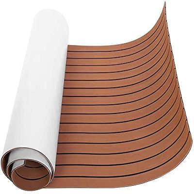 YIYIBYUS Teak Deck Mat,94.5"x35.4" EVA Foam Faux Teak Boat Decking Sheet Non-Slip and Self-Adhesive Marine Sheet Boat Yacht Flooring
