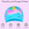 2 pcs Kids Swim Cap Silicone Swimming Cap for Boys Girls (Age 3-12) Cover Ears Waterproof Bathing Cap Keep Hair Dry Swimming Hat for Hair view 4