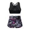 winying Kids Girls 2Pcs Tankini Tracksuit Sport Gymnastics Crop Top with Shorts Swimsuit Swimwear Activewear Rose 8 Years view 2