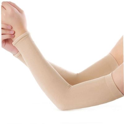 1 Pair Cycling Cooling Arm Sleeves Women Uv Protection Long Arm Cover Sleeves for Sports Running Basketball Driving Skin Color