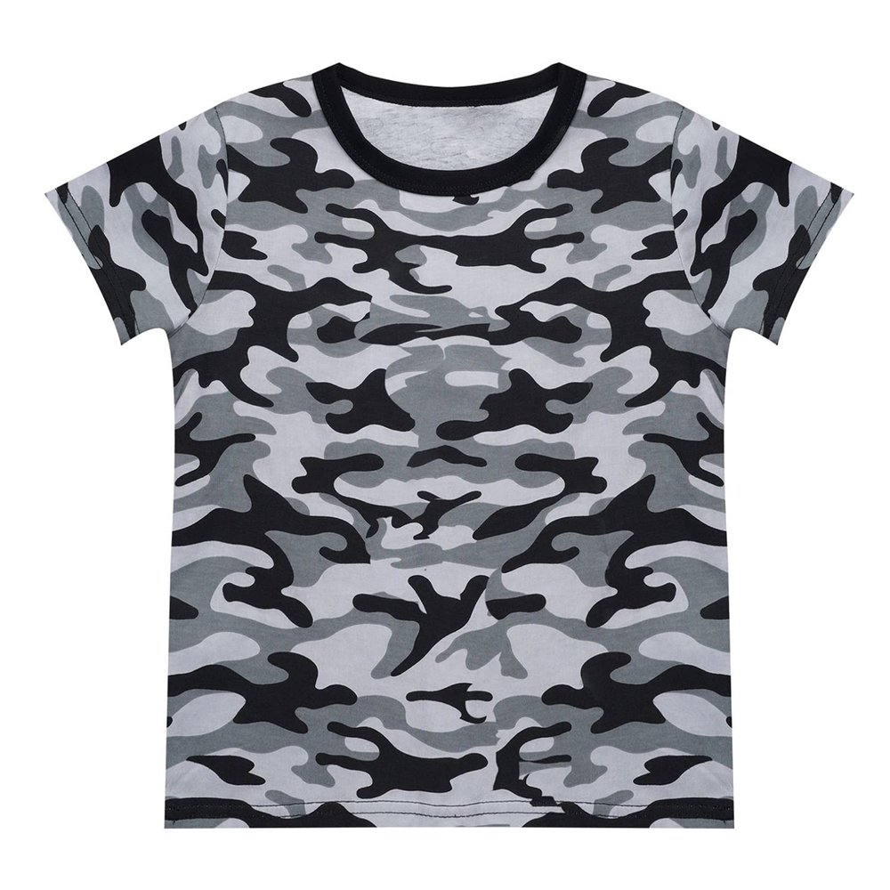 Agoky Kids Boys Camouflage Short Sleeve T-Shirt Tops for Boys Fashion Casual Daily Wear Outdoor Playwear Top Camouflage Black 3-4 Years