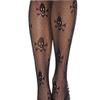 Froiny 1pair Women Black Lace Stockings Breathable Skull Print Mesh Thighs Pantyhose Ladies Fishnet Legging Long Socks, One Size view 2