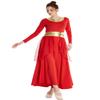 DYMCII Womens Metallic Gold Dance Robe Worship Praise Dress Long Sleeve Loose Fit Liturgical Lyrical Chiffon Skirt Costume Red XXL view 1