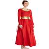 DYMCII Womens Metallic Gold Dance Robe Worship Praise Dress Long Sleeve Loose Fit Liturgical Lyrical Chiffon Skirt Costume Red XXL view 4