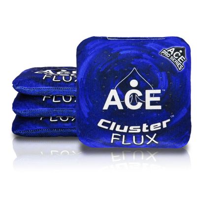CornholeAce Cluster Flux | Blue (Set of 4 Bags) | ACE Pro Stamped | Cluster Pad Technology | Dual Sided Slick Stick All Weather | Professional Cornhole Bags