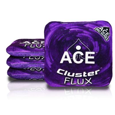 CornholeAce Cluster Flux | Purple (Set of 4 Bags) | ACE Pro Stamped | Cluster Pad Technology | Dual Sided Slick Stick All Weather | Professional Cornhole Bags
