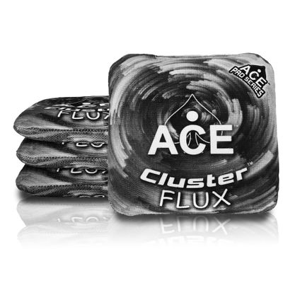 CornholeAce Cluster Flux | Silver (Set of 4 Bags) | Cluster Pad Technology | Dual Sided Slick Stick All Weather | Professional Cornhole Bags | ACE Pro Stamped