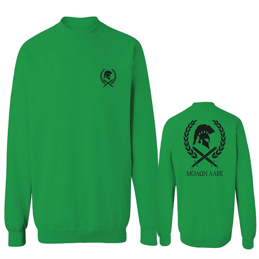 Come and Take Greek Molon Labe Spartan Workout American Men's Crewneck Sweatshirt (Irish Green Large)