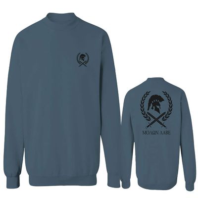 Come and Take Greek Molon Labe Spartan Workout American Men's Crewneck Sweatshirt (Indigo Blue Large)