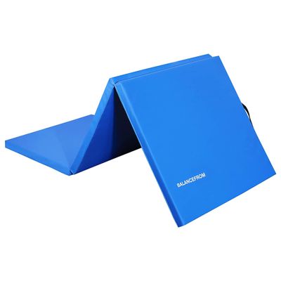 BalanceFrom 6x2 Feet 3-Panel Folding Gymnastics Mat 1.5-Inch Thick Pad with Vinyl Surface and Carrying Handles for Tumbling, Yoga, Pilates, Home Workouts, and Martial Arts