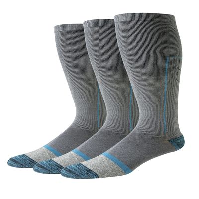 Amazon Essentials Men's Knee High Graduated Compression Socks for Circulation, Swelling, Arch Support, 3 Pairs, Grey, 8-12