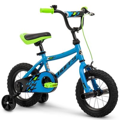 Huffy ZRX 12" Kids Bike, Ideal for Ages 3 to 5 Years Old, Front Pegs, BMX Style Handlebar, EZ Build Assembly, Designed for Growth, Durable Steel Frame, Enclosed Chain Guard, Blue