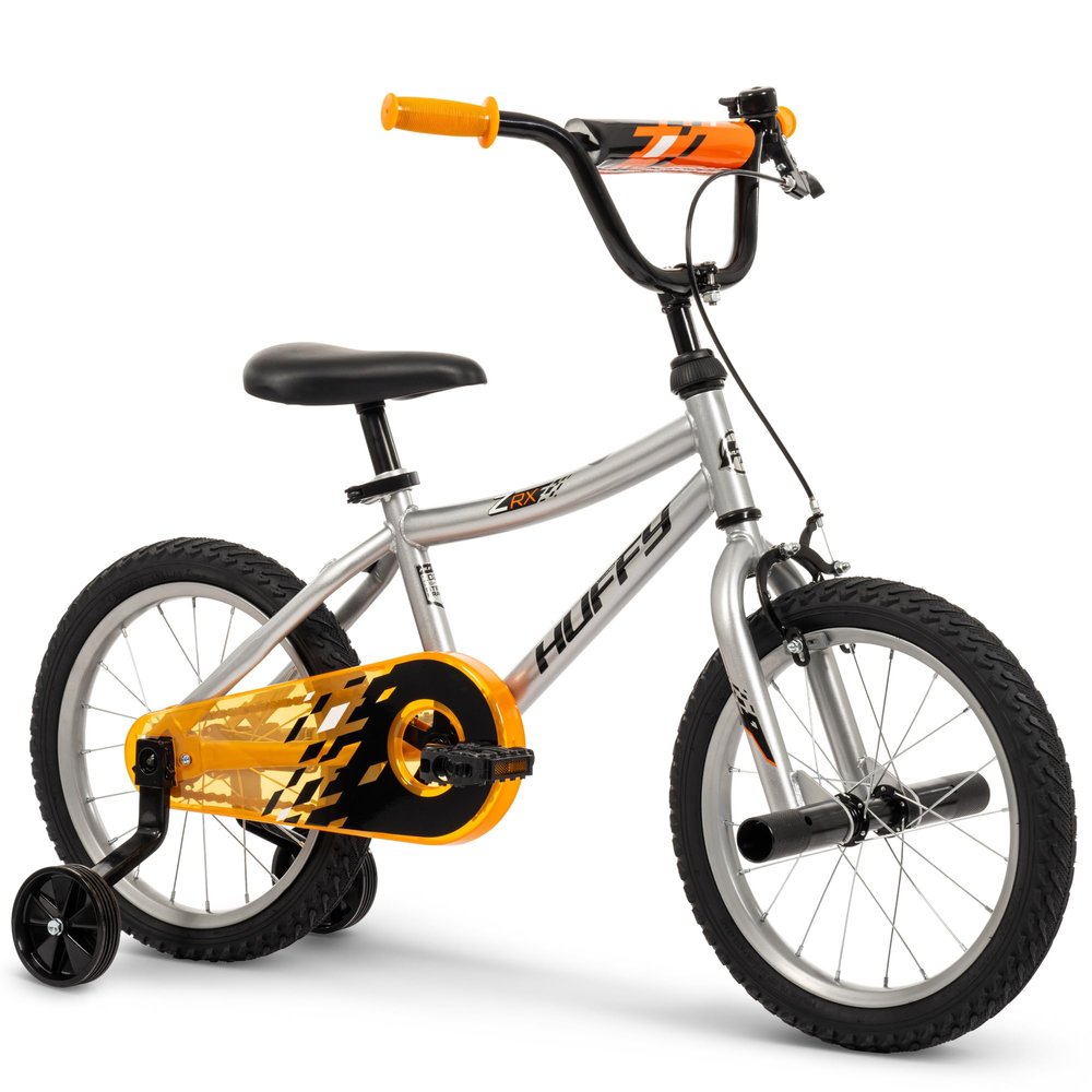 Huffy ZRX 16" Kids Bike, Ideal for Ages 3 to 5 Years Old, Front Pegs, BMX Style Handlebar, Quick Connect Assembly, Designed for Growth, Durable Steel Frame, Enclosed Chain Guard, Silver