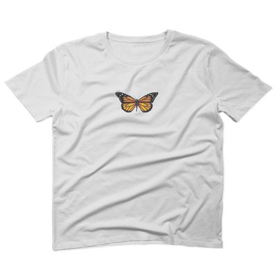 0374. Aesthetics Summer Cute Butterfly Print Graphic for Men T Shirt (White, 2X Large)
