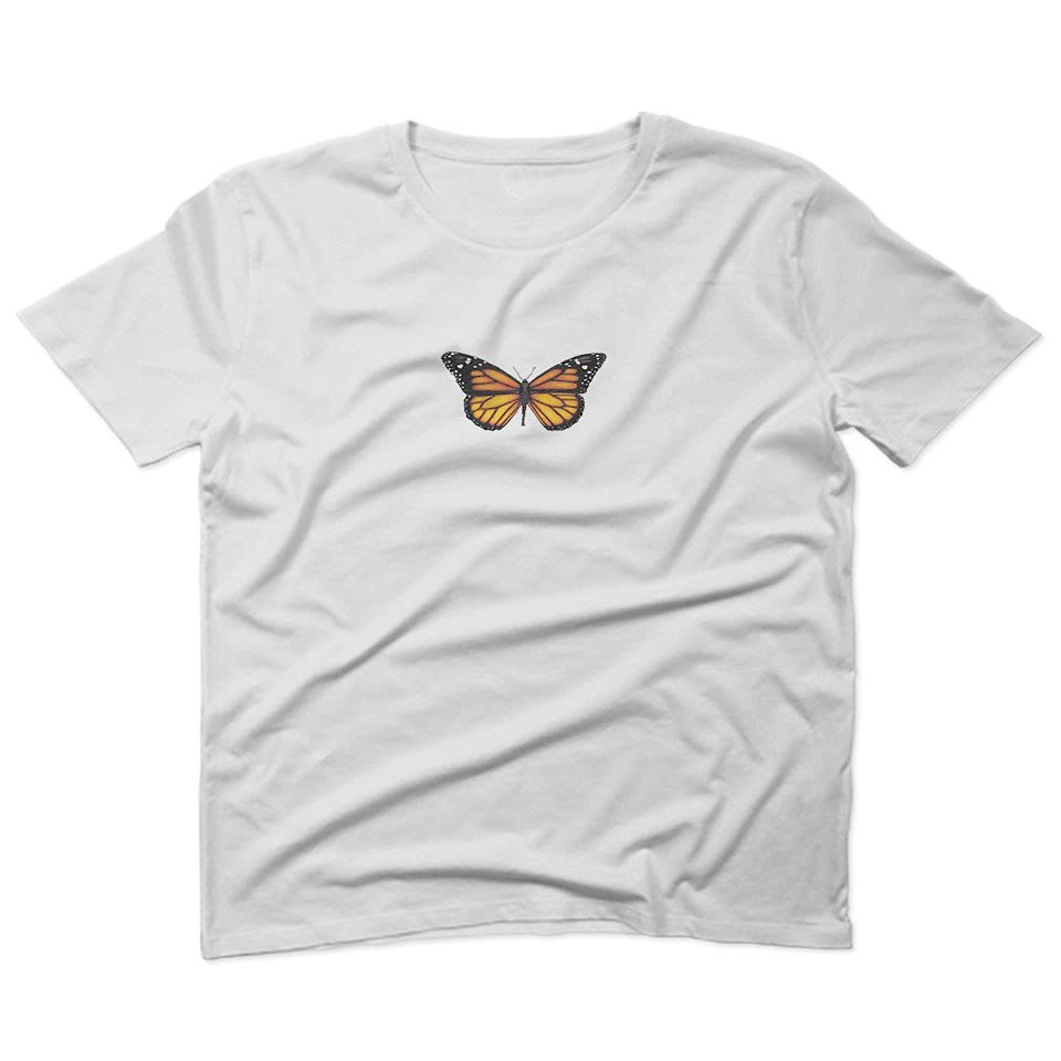0374. Aesthetics Summer Cute Butterfly Print Graphic for Men T Shirt (White, 2X Large)
